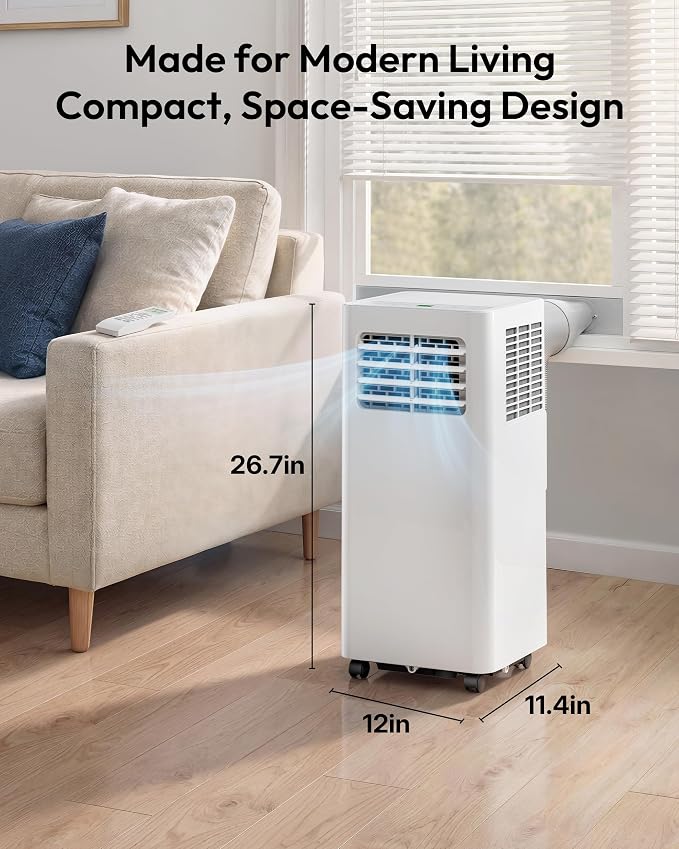 8,000 BTU Portable Air Conditioners, 4-in-1 Air Conditioner Portable Up to 350 Sq.Ft., Portable AC Unit with Cool, Fan