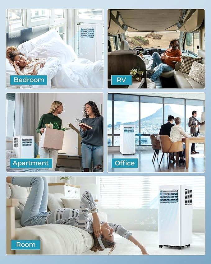 8,000 BTU Portable Air Conditioners, 4-in-1 Air Conditioner Portable Up to 350 Sq.Ft., Portable AC Unit with Cool, Fan