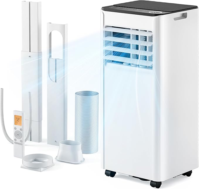 8,000 BTU Portable Air Conditioners, 4-in-1 Portable AC Unit Up to 350 Sq.Ft, 4 Modes Room AC with Cool, Fan, Dehumidifier