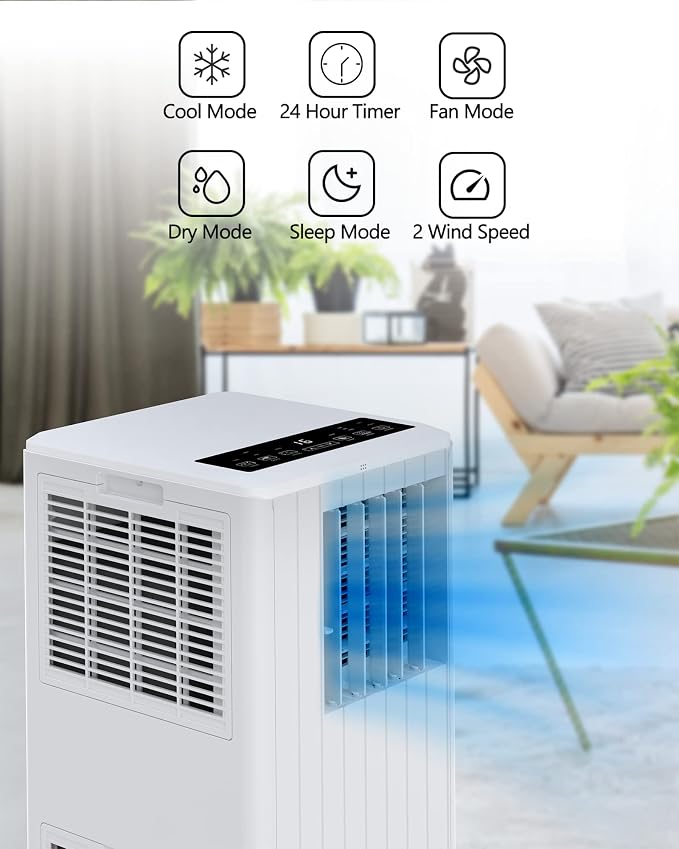 8,000 BTU Portable Air Conditioners Powerful AC Unit for Bedroom Room up to 350 sq.ft Drainage-free Standing Air Conditioner