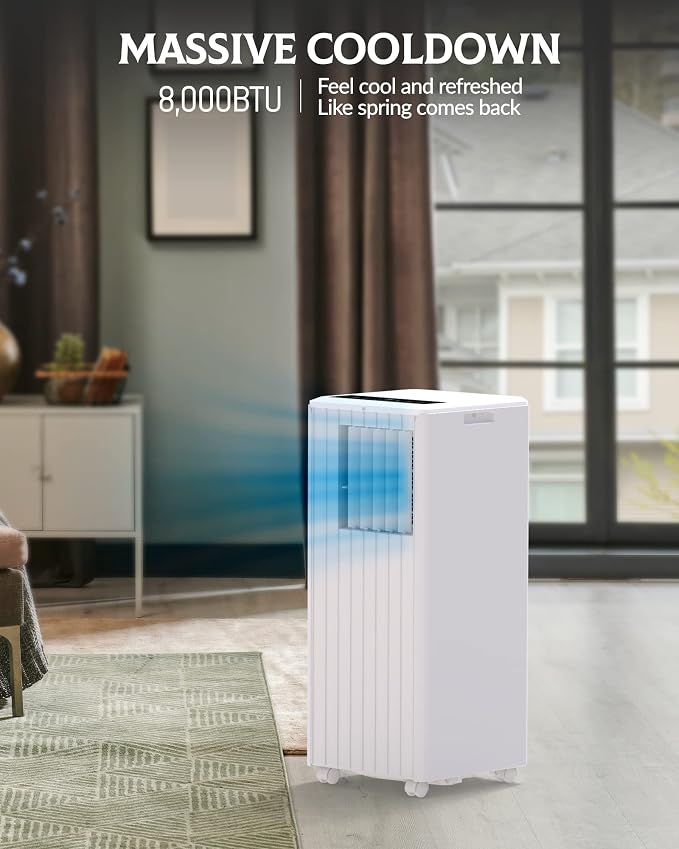 8,000 BTU Portable Air Conditioners Powerful AC Unit for Bedroom Room up to 350 sq.ft Drainage-free Standing Air Conditioner