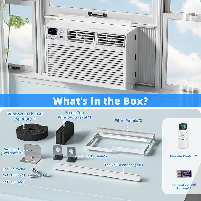 8,000 BTU Small Window Air Conditioner AC Unit Cools up to 350 Sq.Ft. with 7 Modes, Ultra-quiet Air Conditioner Window Unit