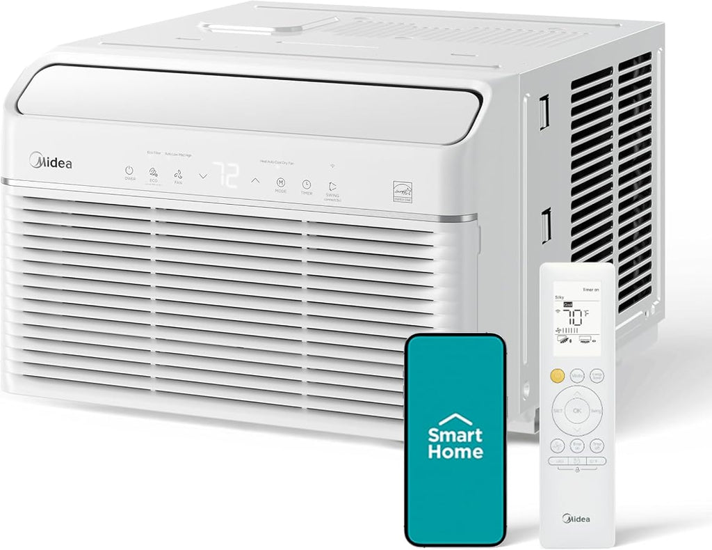 8,000 BTU Smart Inverter Air Conditioner Window Unit with Heat and Dehumidifier – Cools up to 350 Sq. Ft., Energy Star Rated