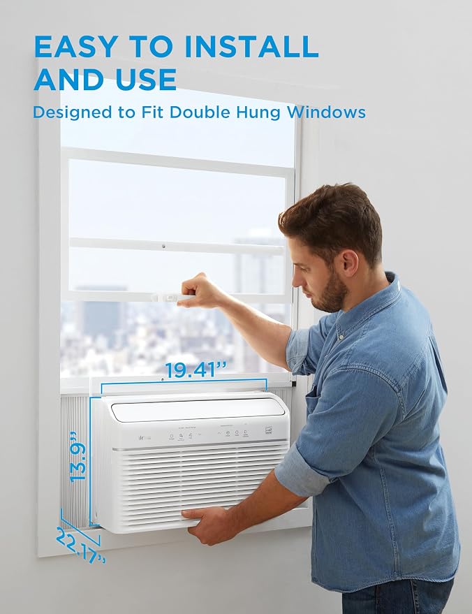 8,000 BTU Smart Inverter Air Conditioner Window Unit with Heat and Dehumidifier – Cools up to 350 Sq. Ft., Energy Star Rated