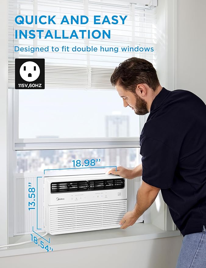 8,000 BTU Smart Inverter Window Air Conditioner with APP, Alexa Control, 115V AC Unit Cools up to 350 Sq. Ft, Quiet