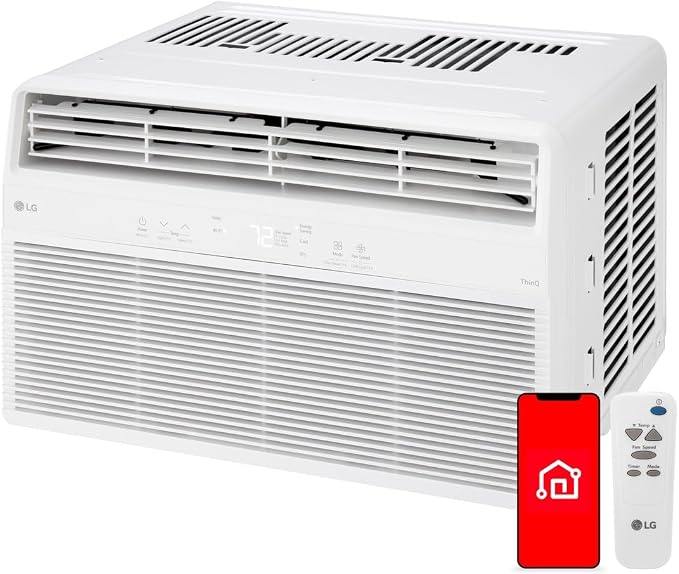 8,000 BTU Smart Window Air Conditioner with Dehumidifier, 115V, Window AC for Medium Rooms up to 350 Sq. Ft., Window Unit AC