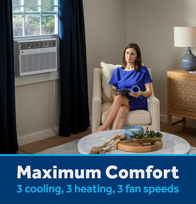8,000 BTU Smart Window Air Conditioner with Heat Pump and Inverter for Rooms up to 350 sq ft, Compact AC Window Unit with