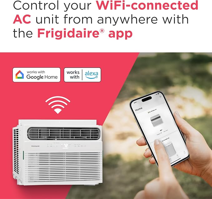 8,000 BTU Smart Window Air Conditioner with Wi-Fi, Cools Up to 350 Sq. Ft., Remote Control, Quiet Operation, Eco Mode, 3 Fan