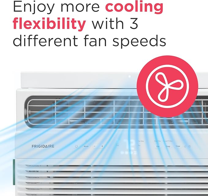 8,000 BTU Smart Window Air Conditioner with Wi-Fi, Cools Up to 350 Sq. Ft., Remote Control, Quiet Operation, Eco Mode, 3 Fan