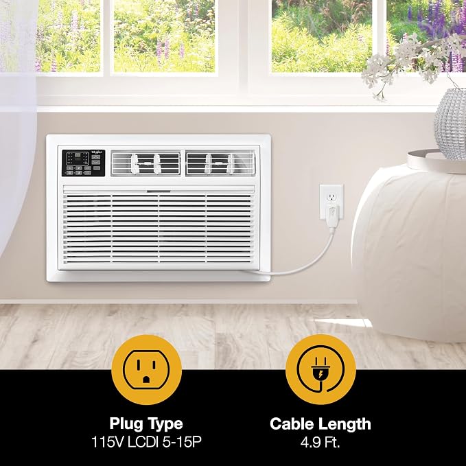 8,000 BTU Through the Wall Air Conditioner, 115V, Cools up to 350 Sq. Ft. for Living Room, Bedroom, Kitchen with Dehumidifier