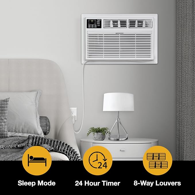 8,000 BTU Through the Wall Air Conditioner, 115V, Cools up to 350 Sq. Ft. for Living Room, Bedroom, Kitchen with Dehumidifier