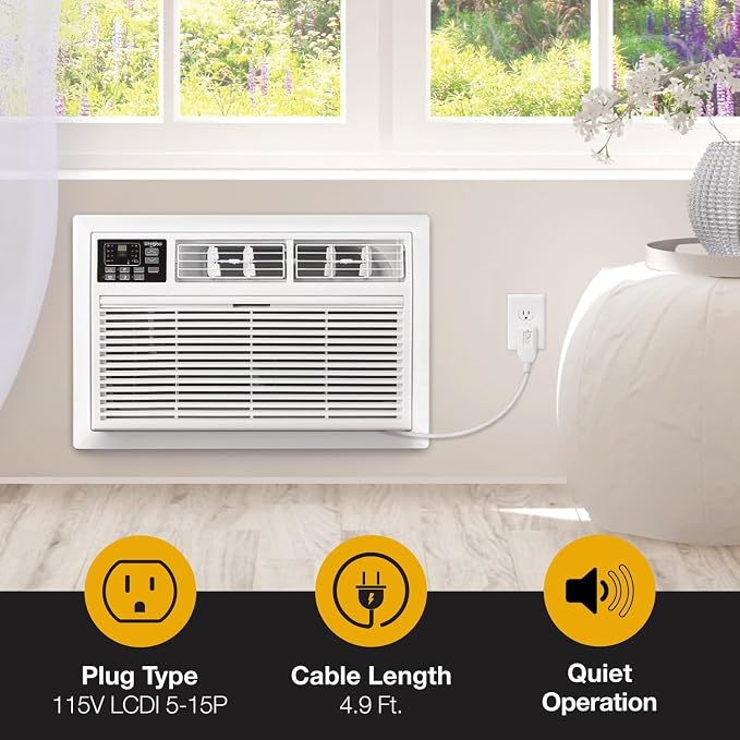 8,000 BTU Through-the-Wall Air Conditioner with Supplemental Heat, Dehumidifier and Remote Control, Wall AC Unit for