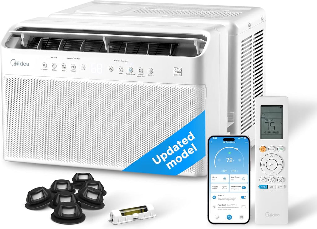 8,000 BTU U Shaped Smart Inverter Window Air Conditioner - Cools 350 Sq Ft, Ultra Quiet with Open Window Flexibility
