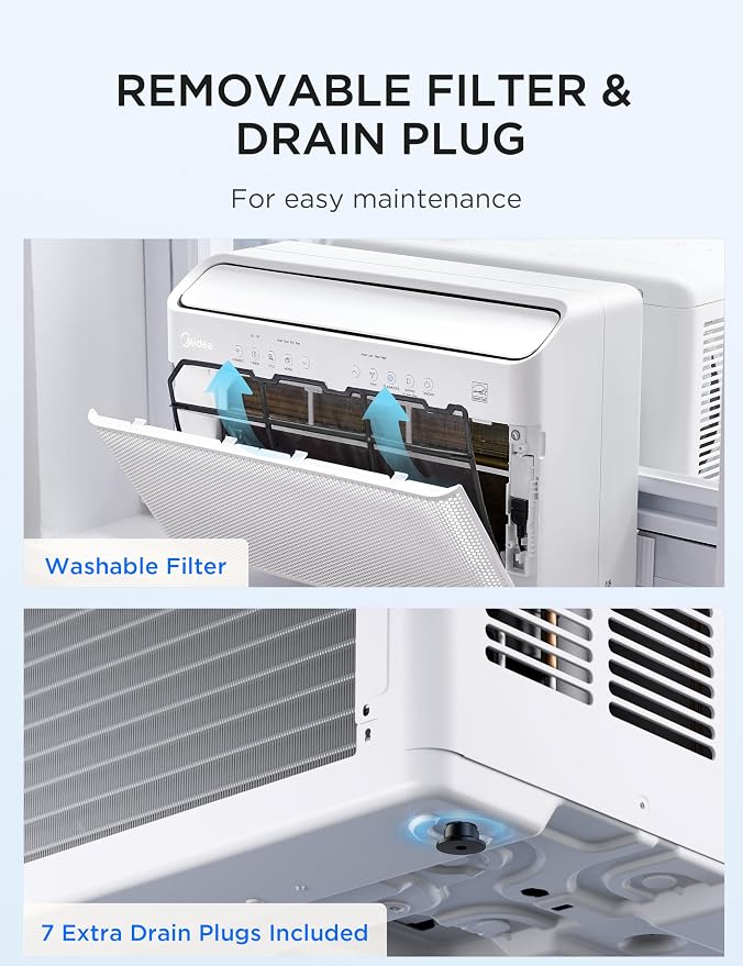 8,000 BTU U Shaped Smart Inverter Window Air Conditioner - Cools 350 Sq Ft, Ultra Quiet with Open Window Flexibility
