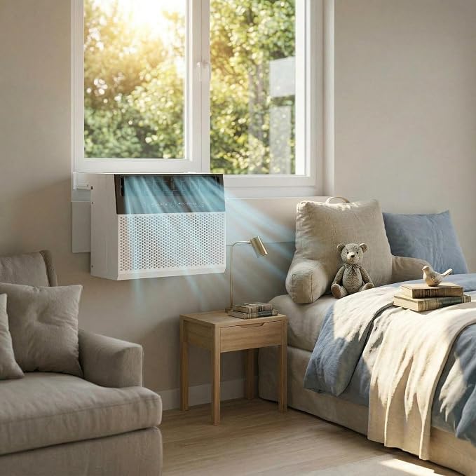 8,000 BTU U-Shaped Window Air Conditioner with Smart App & Remote, 6-in-1 Cooling, Cools Up to 400 Sq.Ft, Ultra Quiet, Energy