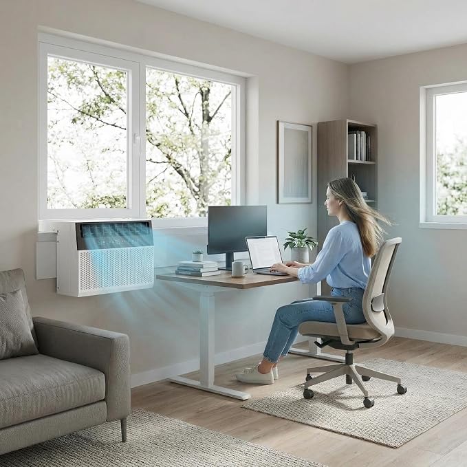 8,000 BTU U-Shaped Window Air Conditioner with Smart App & Remote, 6-in-1 Cooling, Cools Up to 400 Sq.Ft, Ultra Quiet, Energy
