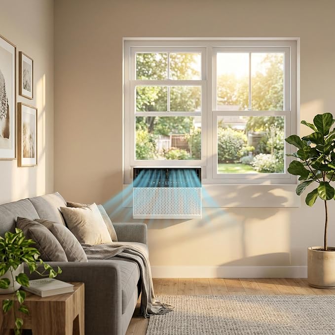 8,000 BTU U-Shaped Window Air Conditioner with Smart App & Remote, 6-in-1 Cooling, Cools Up to 400 Sq.Ft, Ultra Quiet, Energy