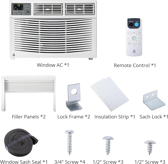 8,000 BTU WiFi Smart Window Air Conditioner with Cooling Area up to 350 Sq Ft, Smart Window Air Conditioner with App Control