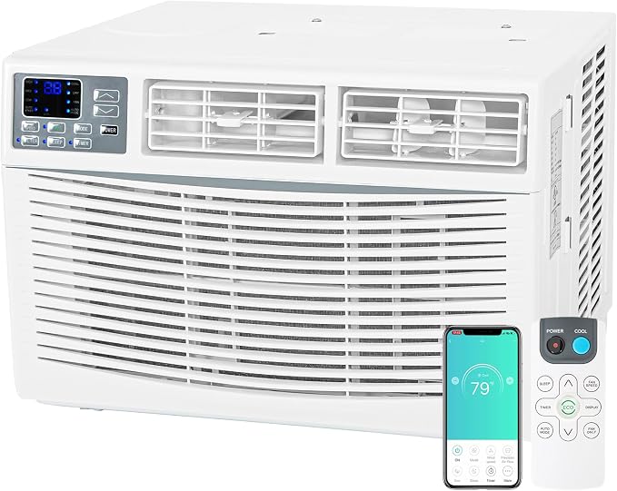8,000 BTU WiFi Window Air Conditioner, Smart Window AC Unit with Remote, Energy Saving, Easy Install Kit, Cools up to 350