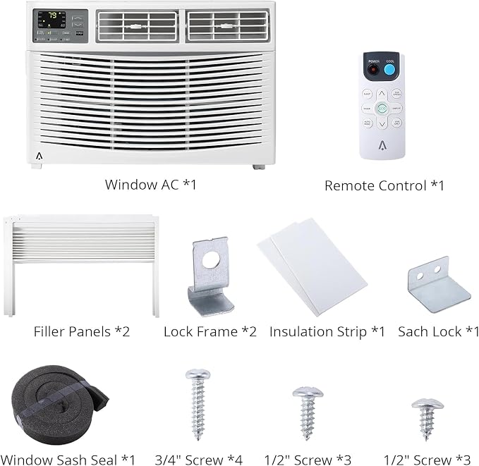 8,000 BTU Window Air Conditioner,AC Window Unit Cool up to 350 Sq. Ft w/Wifi Controls & 4 IN 1 Cooling, Dry, Fan,and Auto