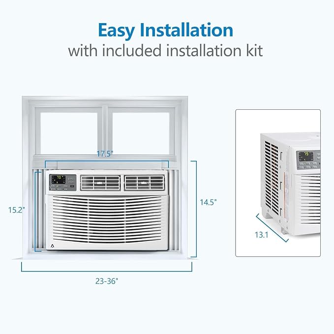 8,000 BTU Window Air Conditioner - Smart Air Conditioner Window Unit, with Dehumidifier, Cools 450 Sq.Ft, 11.4 CEER Energy