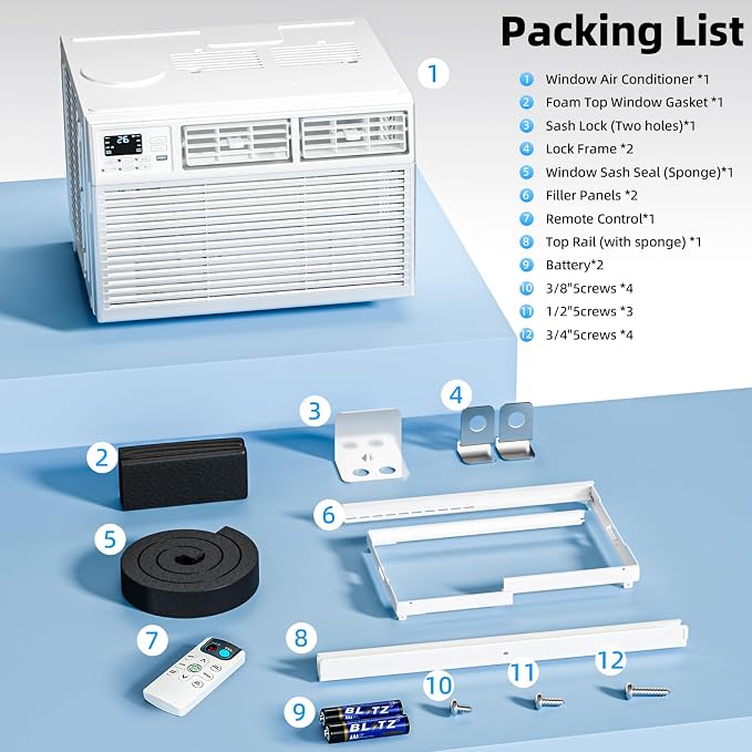 8,000 BTU Window Air Conditioner, Window AC Unit, Cools Rooms up to 350 Sq.Ft., 6 in 1 Modes Air Conditioner Window Unit with