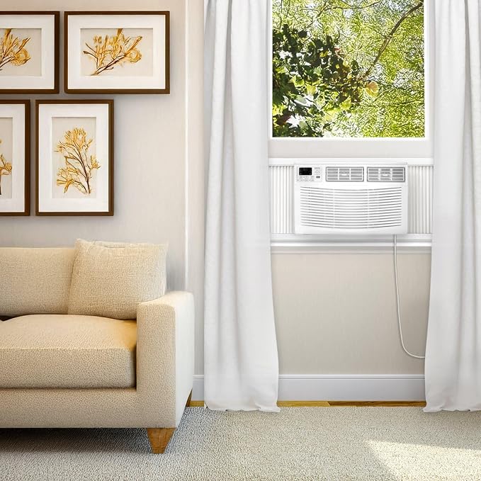 8,000 BTU Window Air Conditioner with Dehumidifier, 115V, Window AC for Rooms up to 350 Sq. Ft., Bedrooms, Bathrooms, and