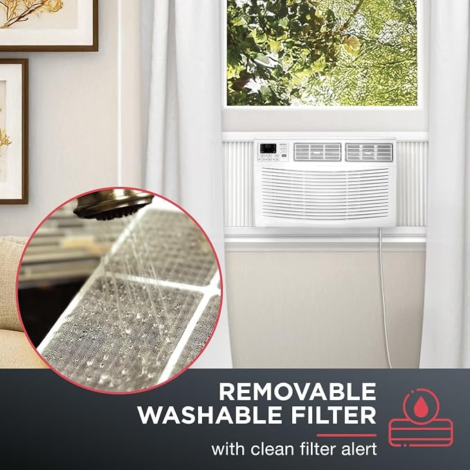 8,000 BTU Window Air Conditioner with Dehumidifier, 115V, Window AC for Rooms up to 350 Sq. Ft., Bedrooms, Bathrooms, and