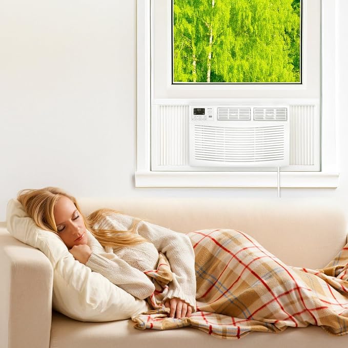 8,000 BTU Window Air Conditioner with Dehumidifier, 115V, Window AC for Rooms up to 350 Sq. Ft., Bedrooms, Bathrooms, and