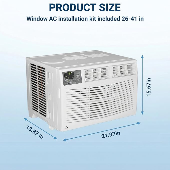 8,000 BTU Window Air Conditioner with Smart App & Remote, 3-in-1 Cooling, Cools Up to 400 Sq.Ft, Energy Efficient, 3 Fan