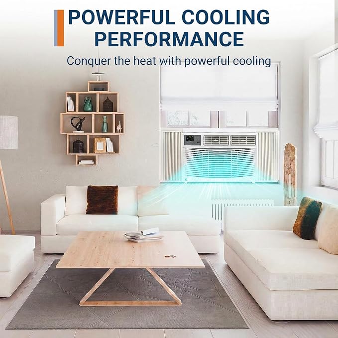 8,000 BTU Window Air Conditioner with Smart App & Remote, 3-in-1 Cooling, Cools Up to 400 Sq.Ft, Energy Efficient, 3 Fan