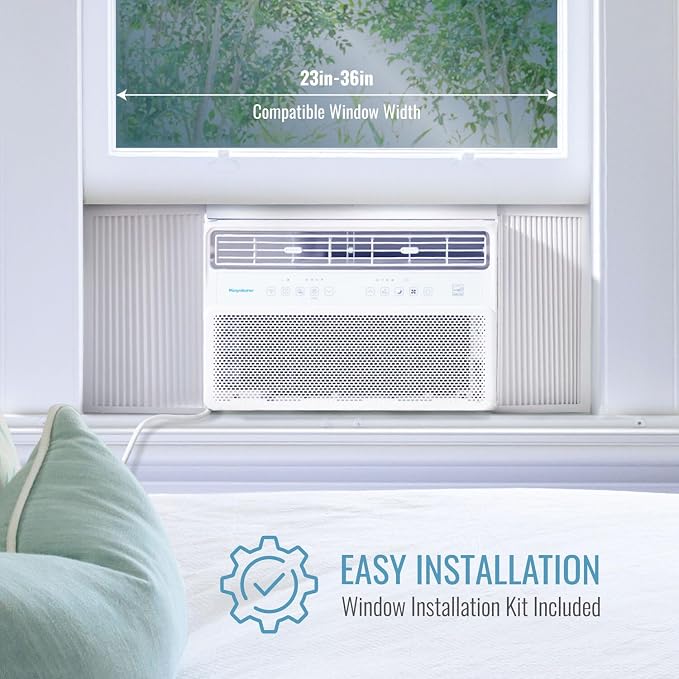 8,000 BTU Window Mounted Inverter Air Conditioner with Quiet, High Efficiency Operation and Remote, Window AC Unit for