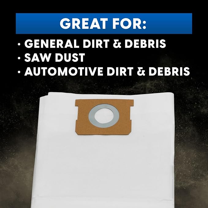8-10 Gallon Standard Dust Bags – 3 Pack – VDBM in white., alternate view 3