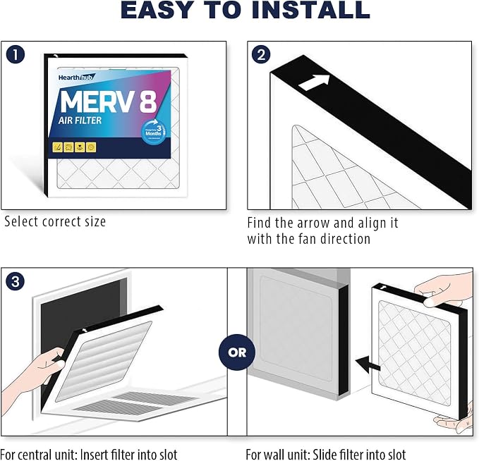 8×8×1 MERV 8 Furnace Air Filters - HVAC/Furnace AC Filter Replacement (Actual Size 7.75x7.75x0.75), alternate product view 5
