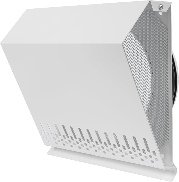 8" Inch Air Supply Vent Cover with Rubber Gasket - White Galvanized Steel - Robust and Weatherproof Outdoor Air