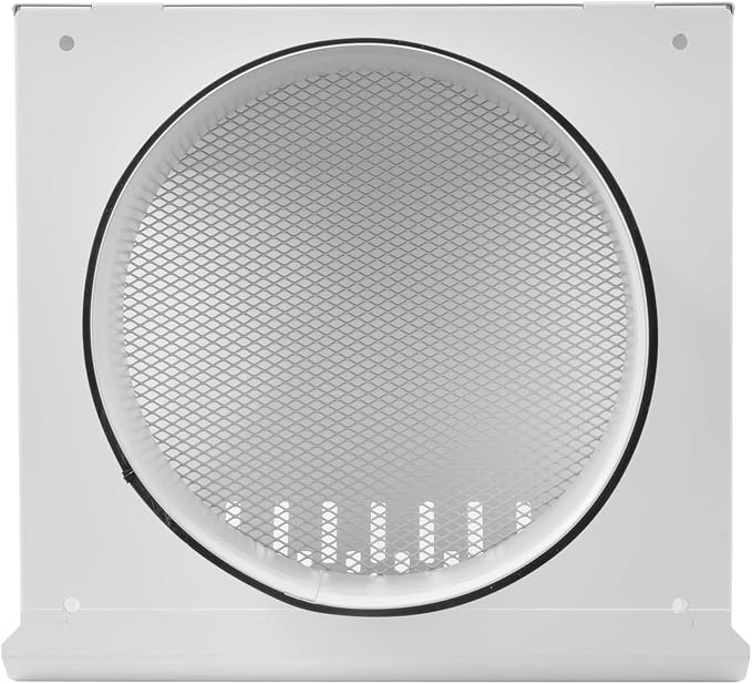 8" Inch Air Supply Vent Cover with Rubber Gasket - White Galvanized Steel - Robust and Weatherproof Outdoor Air, alternate