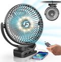 8-inch Clip-on Fan - 12000mAh Portable Rechargeable Battery With 3 Speeds and Strong Airflow, USB Small Desk Personal Quiet