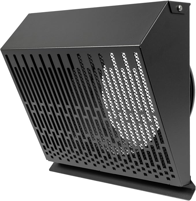 8" Inch Exhaust Vent Cover with Rubber Gasket - Graphite Black Galvanized Steel - Robust and Weatherproof Outdoor Air Exhaust