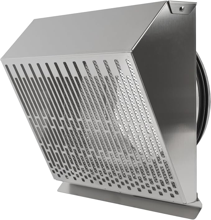 8" Inch Exhaust Vent Cover with Rubber Gasket - Stainless Steel - Robust Weatherproof Outdoor Air Exhaust Box - Duct or