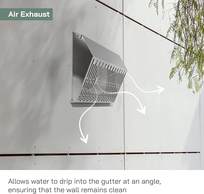 8" Inch Exhaust Vent Cover with Rubber Gasket - Stainless Steel - Robust Weatherproof Outdoor Air Exhaust Box - Duct or