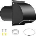 8 Inch Hooded Wall Vent with Screen, Damper, 8-1/4" Length Duct, 14 Gauge Steel Vent Covers for Wall, Wall Vent