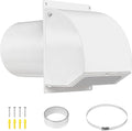 8 Inch Hooded Wall Vent with Screen, Damper, 8-1/4" Length Duct, 14 Gauge Steel Vent Covers for Wall, Wall Vent