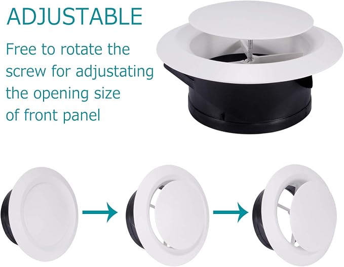 8 Inch Soffit Vent, Adjustable Air Vent Cover, ABS Round Ceiling Vent Covers for Living Room, Attic, Bathroom, alternate view