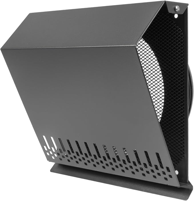8" Inch Supply Vent Cover with Rubber Gasket - Graphite Black Galvanized Steel - Robust and Weatherproof Outdoor