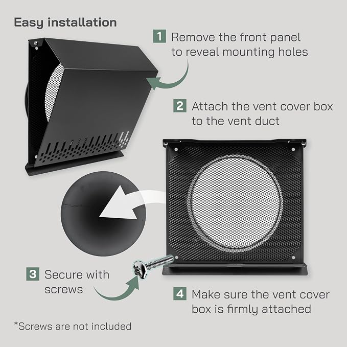 8" Inch Supply Vent Cover with Rubber Gasket - Graphite Black Galvanized Steel - Robust and Weatherproof Outdoor, alternate