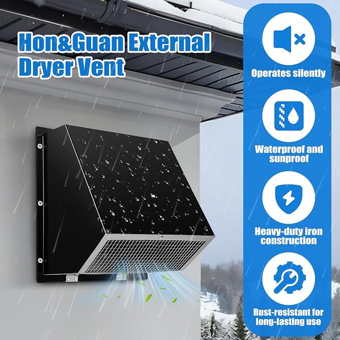 8 Inch Wall Vent Cap Hood Wall Microwanve Exhaust Vent Cover Cap for Kitchen Exhaust Range Dryer Bathroom Fan HVAC Duct Hood
