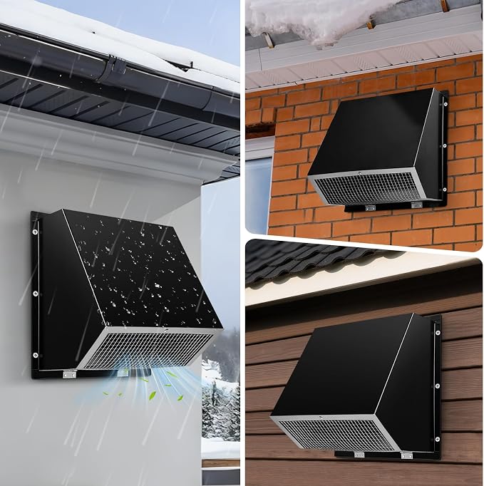 8 Inch Wall Vent Cap Hood Wall Microwanve Exhaust Vent Cover Cap for Kitchen Exhaust Range Dryer Bathroom Fan HVAC Duct Hood