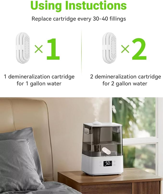 8 Pack Demineralization Cartridge Compatible with All Top Fill Humidifiers, Humidifier Water Cleaners, Efficiently