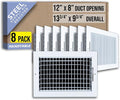 8 Pack] Fits 12x8 Duct Opening Steel Adjustable Air Supply Grille by | Register Vent Cover Grill for Sidewall and Ceiling |