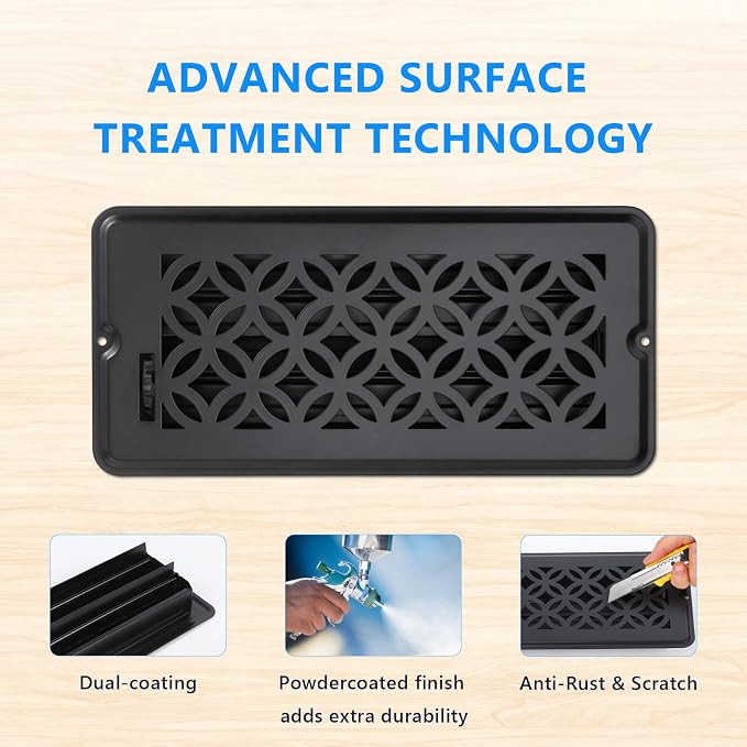 8 Pack Floor Vent Covers, Floor Register 4x10, Adjustable Decorative Vent Covers for Home Floor Ceiling or Sidewall Vent
